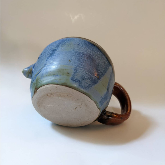 Vintage Anthropomorphic Face Mug, Signed Studio Pottery, Unique Blue Face Mug - Picture 9 of 10